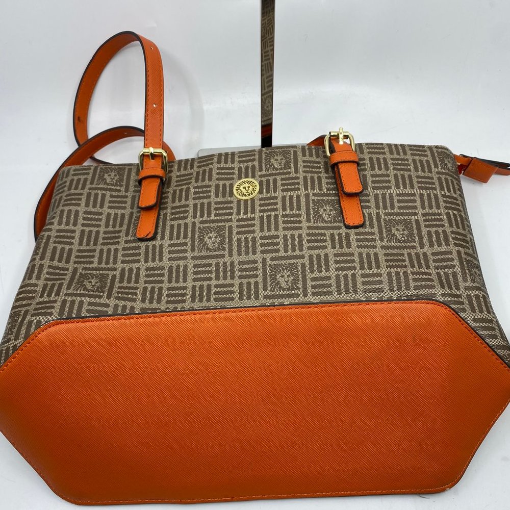 Ann Klein Tan/Orange Large Shopping Tote - Picture 2 of 10